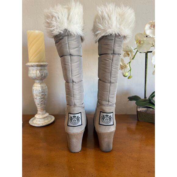 Juicy Couture Vintage Fur Trim Snow Boots Taupe 10 - Picture 5 of 10